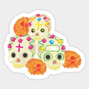 Day of the Dead Sugar Skulls and Marigolds Sticker